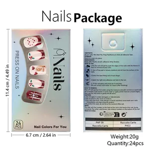 Detail view of gingerbread christmas press on nails set with laser effect packaging
