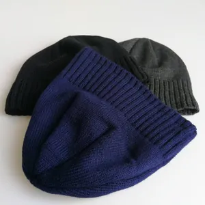 Unisex Winter Warm Acryl Strickmütze Beanie Einfarbig Gerippter Aufschlag Slouchy Skull Cap Für Outdoor Skifahren Täglich