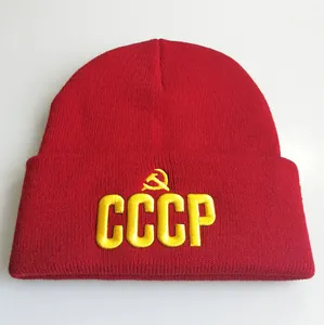 Rote CCCP Sowjetunion Stickerei Strickmütze Beanie für Herren und Damen