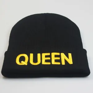Unisex King Queen Bestickt Strickmütze Beanie Warm Acryl Umschlag Winter Skull Cap Für Paare Streetwear Hip Hop