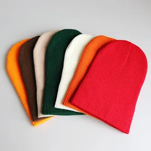 Einfarbige Acryl Rippenstrick Beanie Mütze Für Erwachsene Jugendliche Winter Warme Slouchy Skull Cap Outdoor Skifahren Strickmütze