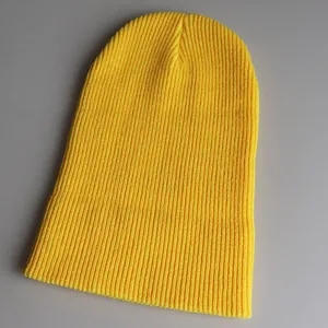 Dicke gerippte Strickmütze für Erwachsene in leuchtendem Gelb im Hip-Hop-Ski-Stil