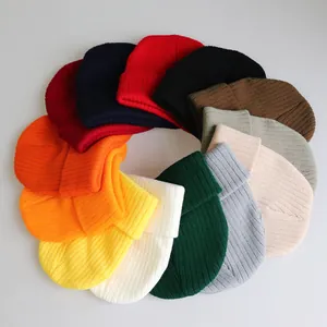 Unisex Acryl Rippstrick Beanie Mütze Einfarbig Umschlag Winter Warm Skimütze Für Damen Herren Casual Outdoor Mode Hut