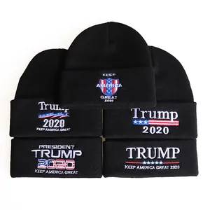 Schwarze Trump Strickmützen mit US-Flaggen-Stickerei und Keep America Great Slogan
