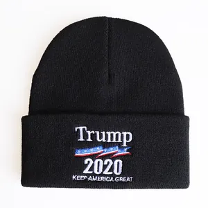 Schwarze Trump Strickmütze mit USA-Flaggen-Stickerei und Keep America Great Logo