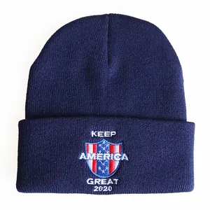 Dunkelblaue Keep America Great 2020 Strickmütze mit Stickerei für Damen und Herren
