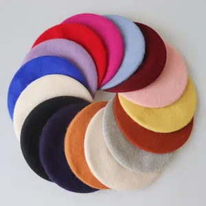 Béret en Laine Chaud pour Enfants Garçons et Filles Couleur Unie Chapeau d'Artiste Automne Hiver Mode Accessoire Décoratif pour Enfants