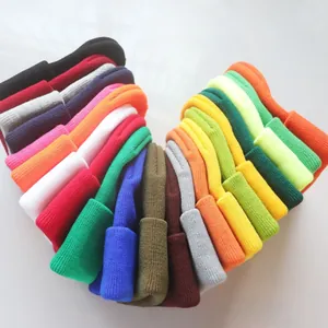 Unisex Umschlagmütze Acryl Gerippt Gestrickt Winter Warme Mütze Einfarbig Weich Dehnbar Skull Cap Für Herren Damen Outdoor Alltag