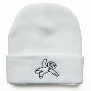 Ragdoll Voodoo Doll Embroidery Knitted Beanie Hat For Men Women Acrylic Winter Warm Streetwear Hip Hop Cuff Skull Cap