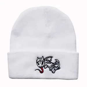 White How to Train Your Dragon Toothless embroidered knit beanie for outdoor winter sports