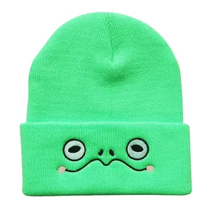 Unisex Winter Strickmütze Acryl Cartoon Augen Stickerei Umschlag Totenkopfkappe Für Herren Damen Lässig Outdoor Herbst Kopfbedeckung