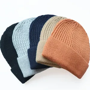 Minimalistische Einfarbige Zopfstrick Beanie Mütze Für Herren Damen Winter Warm Aufschlag Acryl Strickmütze Outdoor Accessoire