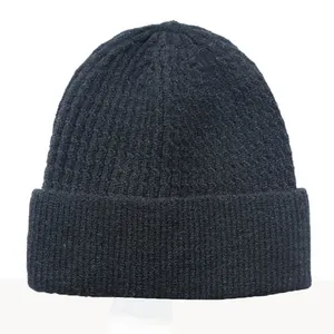 Klassische dunkelgraue Rippstrickmütze für Winter-Outdoor-Sport und Ski-Wärme
