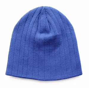 Klassische königsblaue Rippstrick-Beanie-Mütze mit dickem, warmem Stoff für Damen und Herren
