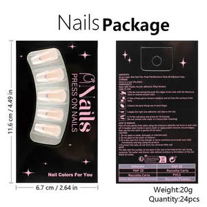 Detail of 24pcs silver glitter French press-on nail kit with full accessory tools