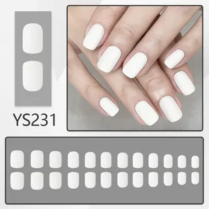 Short matte white press-on nails set with 24 pieces and natural fit display
