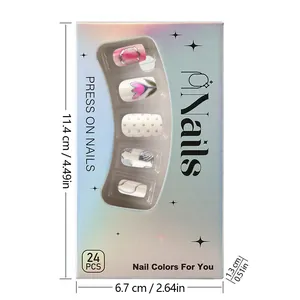 Detailansicht der 24 Tulpen-Klebenägel-Verpackung mit silbernem Laser-Farbverlauf
