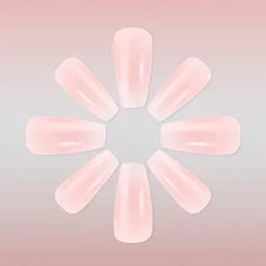 Detail of light pink gradient coffin nails featuring silver glitter finish in radial layout