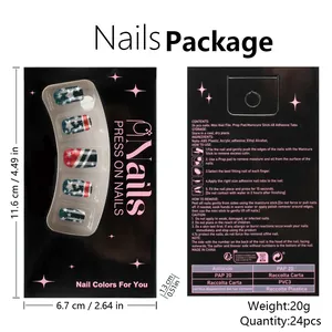 Detail of Independence Day press on nails kit with star stripes and accessories