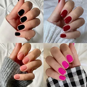 Glossy Short Square Press On Nails And Storage Box For Women Decorative Artificial Fingernails Minimalist Manicure Decor
