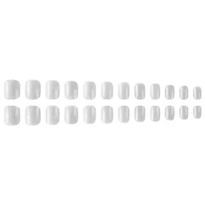 Set of 24 silver glitter press-on nails with a minimalist gradient sandblasted finish