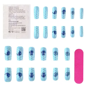Hawaiian sea theme press-on nails set with octopus whale and shell designs
