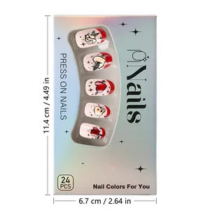 Short press-on nails set with punk rose and heart designs in laser silver box packaging