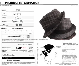 Guide des tailles pour chapeau fedora à carreaux, circonférence 58cm ajustable 55-60cm