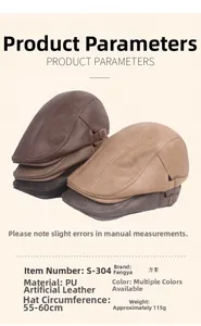 Close-up of PU leather berets in multiple colors with adjustable metal side buckle