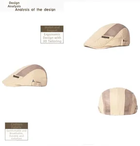 Detailed view of beige mesh beret featuring 3D tailoring and adjustable metal buckle