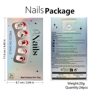 Front and back packaging details for heart and rose gothic style press-on nails set