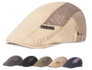 Close-up of breathable mesh fabric and adjustable side buckles on summer beret hats