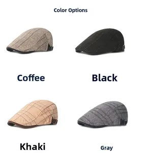 Detailansicht von Vintage-Schiebermützen in Kaffee, Schwarz, Khaki und Grau