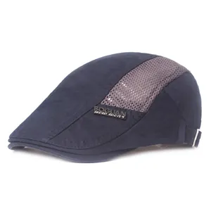 Men Summer Breathable Mesh Beret Hat Vintage Cotton Newsboy Flat Cap Adjustable Outdoor Sun Protection Ivy Cap