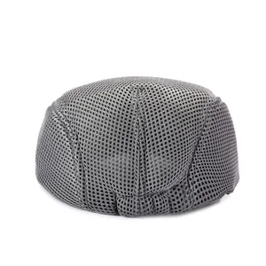Casquette plate gris foncé en maille filet respirante pour protection solaire d'été