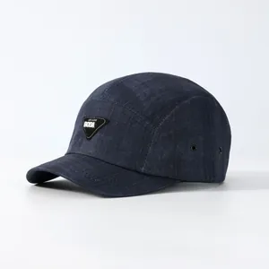 Short brim navy blue ripstop camp cap with UG-1250 triangle patch for outdoor sun protection