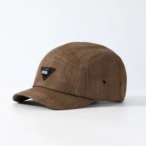 Unisex Vintage 5-Panel Camp Cap Adjustable Plaid Cotton Blend Sunshade Outdoor Baseball Hat For Men Women Camping Daily