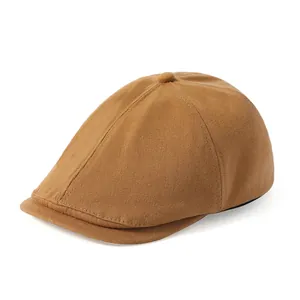 Casquette plate classique en coton marron au design vintage pour hommes et femmes