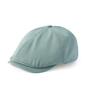 Casquette gavroche vintage vert sauge en sergé de coton avec visière renforcée