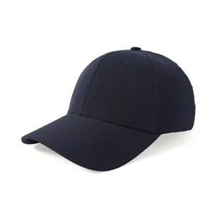 Deep navy blue quick-dry mesh baseball cap for large heads in a 45-degree side view