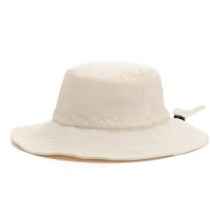 Cream white outdoor sun hat with wide brim and breathable laser-cut holes for sun protection
