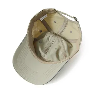 Détail de la casquette de baseball en nylon respirant avec doublure en maille et coutures soignées