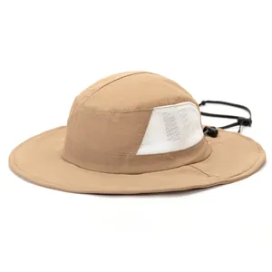 Chapeau de soleil kaki d'extérieur à large bord avec maille respirante pour randonnée