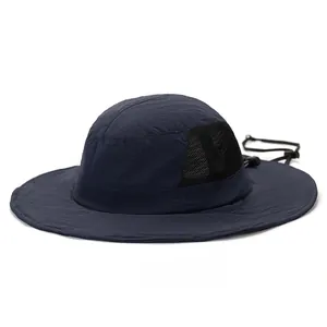 Chapeau de soleil bleu foncé à larges bords avec tissu à séchage rapide et mesh aéré