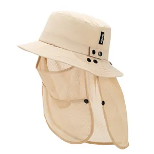 Sombrero de Protección Solar al Aire Libre para Hombre Mujer Máscara de Malla Solapa de Cuello Sombrero de Pesca Transpirable Secado Rápido Antimosquitos para Senderismo