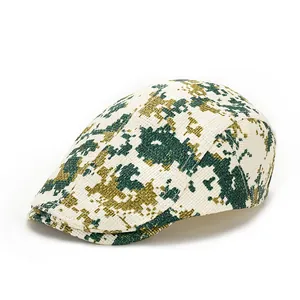 Béret plat respirant avec motif camouflage numérique vert pour protection solaire