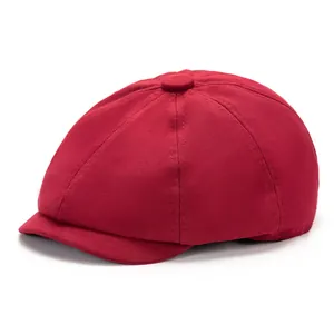 Klassische dunkelrote Schirmmütze aus Baumwolle im Vintage-Stil für Damen und Herren