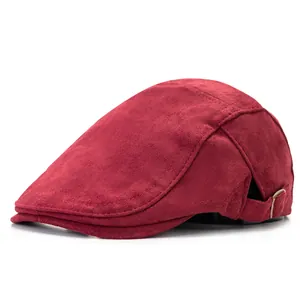 Coppola Vintage in Finta Scamosciata per Uomo Donna Tinta Unita Stile Britannico Berretto Newsboy Regolabile Retro Caldo