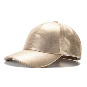 Casquette de baseball dorée champagne métallisée avec protection solaire et bord large, vue 45°