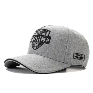 Grey wool baseball cap with New York 1985 embroidery shown from a 45-degree angle